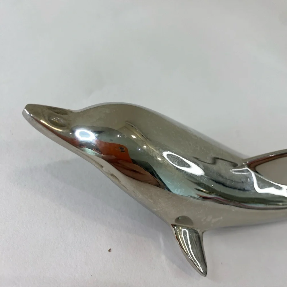 Vintage Barware Silver Tone Metal Dolphin Bottle Opener Coastal Beach-House